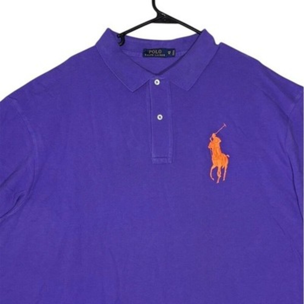 Polo Ralph Lauren Polo Shirt Men's 3XL Purple Big Pony Orange Logo Short